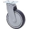 RUEDA GIRATORA PLACA PLASTICO 10AN125CP-AN POLIUR.GRIS EJE BOLAS