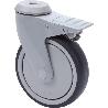 RUEDA GIRATORA AGUJERO M12 FRENO PLASTICO 20ANFD125CP-AN POLIUR.GRIS BOLAS