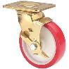 RUEDA GIRATORA PLACA FRENO 10SLFN200-POB NYLON BLANCO-POLIUR.ROJO EJE BOLAS