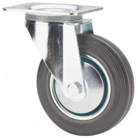 RUEDA GIRATORA PLACA 120-100-1 CP METALICO-GOMA NEGRA EJE RODILLOS