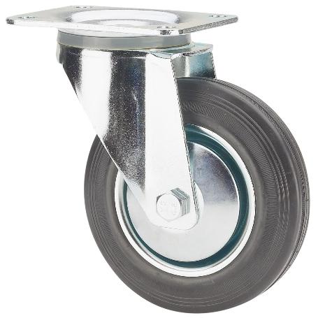 RUEDA GIRATORA PLACA 120-160-1 CP METALICO-GOMA NEGRA EJE RODILLOS