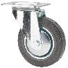 RUEDA GIRATORA PLACA 120-160-1 CP METALICO-GOMA NEGRA EJE RODILLOS