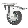 RUEDA GIRATORA PLACA FRENO 120-080-3 CP METALICO-GOMA NEGRA EJE RODILLOS