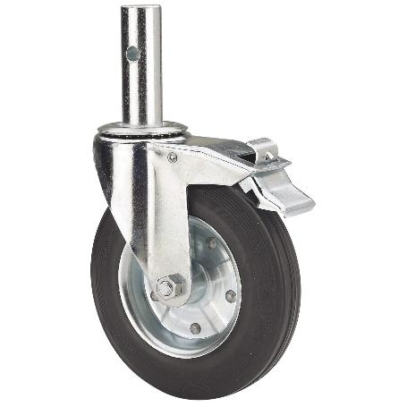 RUEDA GIRATORA ANDAMIO EUR. FRENO 201-200-8 METALICO-GOMA NEGRA RODILLOS