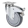 RUEDA GIRATORA PLACA FRENO 300-125-3 CP POLIAMIX-GOMA GRIS EJE BOLAS
