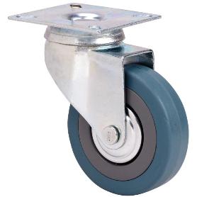 RUEDA GIRATORA PLACA 310-075-1 CP POLIAMIX-GOMA GRIS EJE LISO