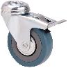 RUEDA GIRATORA AGUJERO M12 FRENO 310-100-5 CP POLIAMIX-GOMA GRIS EJE LISO