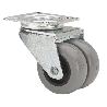 RUEDA GIRATORA PLACA 410-050-1 POLIAMIX-GOMA GRIS (DOBLE) EJE LISO