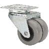 RUEDA GIRATORA PLACA 411-050-1 POLIAMIDA GRIS (DOBLE) EJE LISO