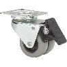 RUEDA GIRATORA PLACA FRENO 410-050-3 POLIAMIX-GOMA GRIS (DOBLE) EJE LISO