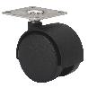 RUEDA GIRATORA PLACA 420-040-1 NYLON NEGRO EJE LISO