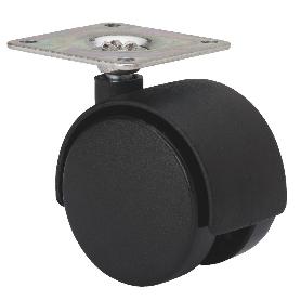 RUEDA GIRATORA PLACA 420-050-1 NYLON NEGRO EJE LISO