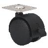 RUEDA GIRATORA PLACA FRENO 420-050-3 NYLON NEGRO EJE LISO