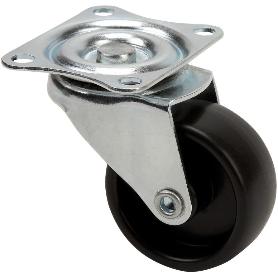 RUEDA GIRATORA PLACA 415-030-1 POLIAMIX NEGRO EJE LISO