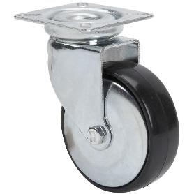RUEDA GIRATORA PLACA 400-050-1 CP POLIAMIDA NEGRA EJE LISO