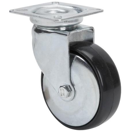 RUEDA GIRATORA PLACA 400-050-1 CP POLIAMIDA NEGRA EJE LISO