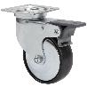 RUEDA GIRATORA PLACA FRENO 400-100-3 CP POLIAMIDA NEGRA EJE LISO