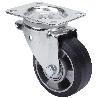 RUEDA GIRATORA PLACA 111-125-1 ALUMINIO-GOMA NEGRA ELASTICA EJE BOLAS
