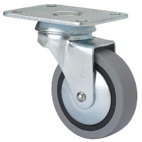 RUEDA GIRATORA PLACA 601-050-1 POLIAMIX-GOMA GRIS EJE LISO
