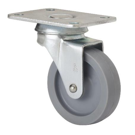 RUEDA GIRATORA PLACA 602-050-1 POLIAMIX GRIS EJE LISO