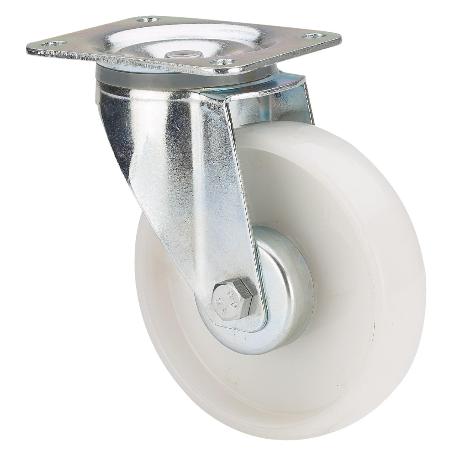 RUEDA GIRATORA PLACA 130.1-100-1 CP POLIAMIX BLANCO EJE LISO