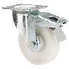 RUEDA GIRATORA PLACA FRENO 130.1-125-3 CP POLIAMIX BLANCO EJE LISO