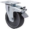 RUEDA GIRATORA PLACA FRENO 124.1-100-3 POLIAMIX-GOMA GRIS EJE LISO