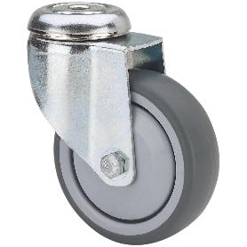 RUEDA GIRATORA AGUJERO M12 300-150-4 CP POLIAMIX-GOMA GRIS EJE BOLAS