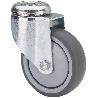 RUEDA GIRATORA AGUJERO M12 300-150-4 CP POLIAMIX-GOMA GRIS EJE BOLAS