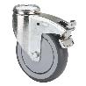 RUEDA GIRATORA AGUJERO M12 FRENO 300-150-5 CP POLIAMIX-GOMA GRIS EJE BOLAS
