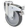 RUEDA GIRATORA AGUJERO M12 FRENO 301-150-5 POLIAMIX-GOMA GRIS EJE LISO
