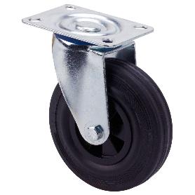 RUEDA GIRATORA PLACA 123.1-080-1 POLIAMIX-GOMA NEGRA EJE LISO