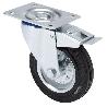 RUEDA GIRATORA PLACA FRENO 125-100-3 METALICO-GOMA NEGRA EJE RODILLOS