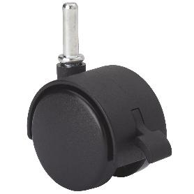 RUEDA GIRATORA ESPIGA LISA M8X26 FRENO 420-050-14 NYLON NEGRO EJE LISO