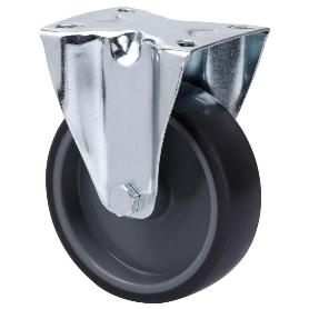 RUEDA FIJA  124.1-160-2 POLIAMIX-GOMA GRIS EJE LISO