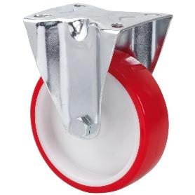 RUEDA FIJA  140.1-200-2 NYLON BLANCO-POLIUR.ROJO EJE LISO