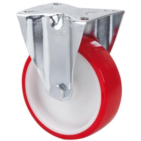 RUEDA FIJA  140.1-200-2 NYLON BLANCO-POLIUR.ROJO EJE LISO