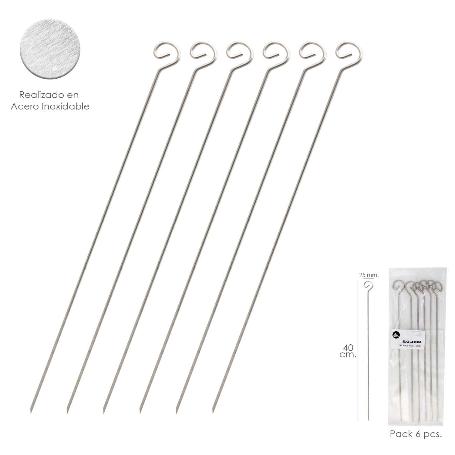 PINCHITOS ACERO INOXIDABLE GRANDES 40 CM. (BLISTER 6 UNIDADES) SATURNIA
