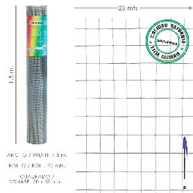 MALLA ELECTROSOLDADA GALVANIZADA 50X50 / 2,00 / 150 CM. GA ROLLO 25 METROS